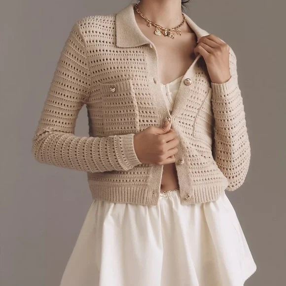 NWT! Anthropologie NVLT Collared Knit Lady Jacket - Size XS - Picture 1 of 4